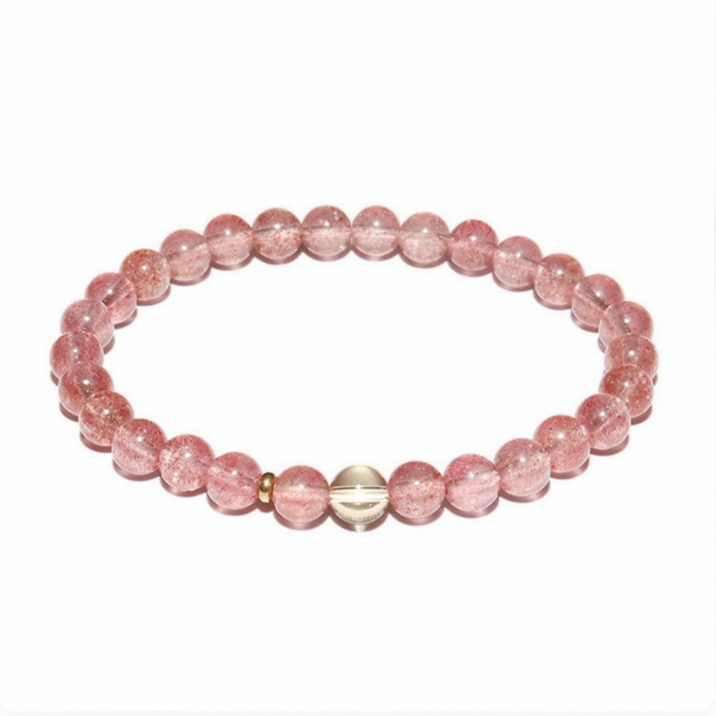Strawberry Quartz & Citrine Bracelet |Bracelet | Attract Love & Abundance | Natural Healing Crystal Jewelry for Women