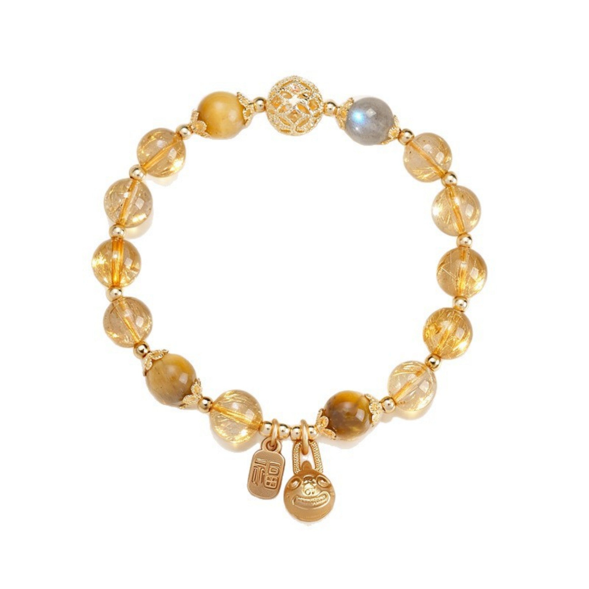 The Wealth Magnet: Golden Rutilated Quartz Pi Xiu Bracelet for Financial Success & Good Fortune