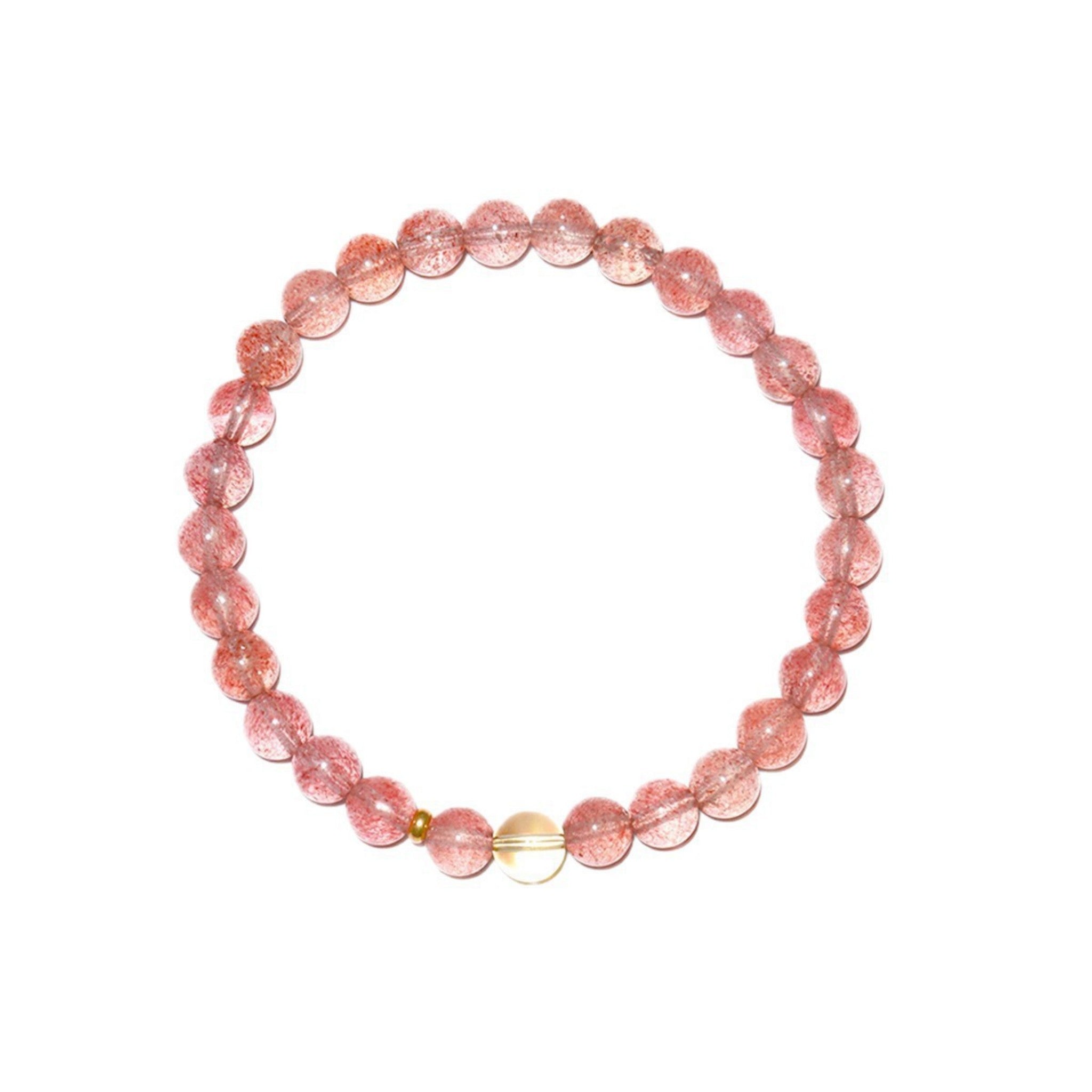Strawberry Quartz & Citrine Bracelet |Bracelet | Attract Love & Abundance | Natural Healing Crystal Jewelry for Women