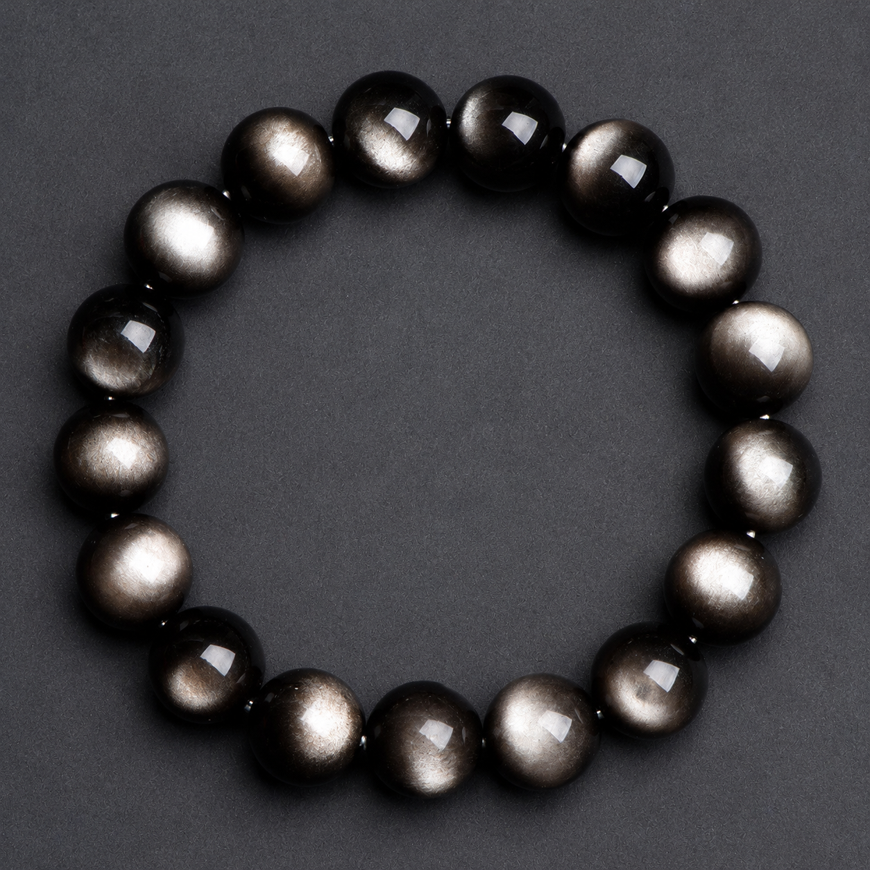 Guochao Style 7A Grade Double-Eyed Silver Obsidian Bracelet | Silver Cat's Eye Cool Beaded Bracelet | Unisex Zodiac Year Lucky Charm | Social Media Viral Hit