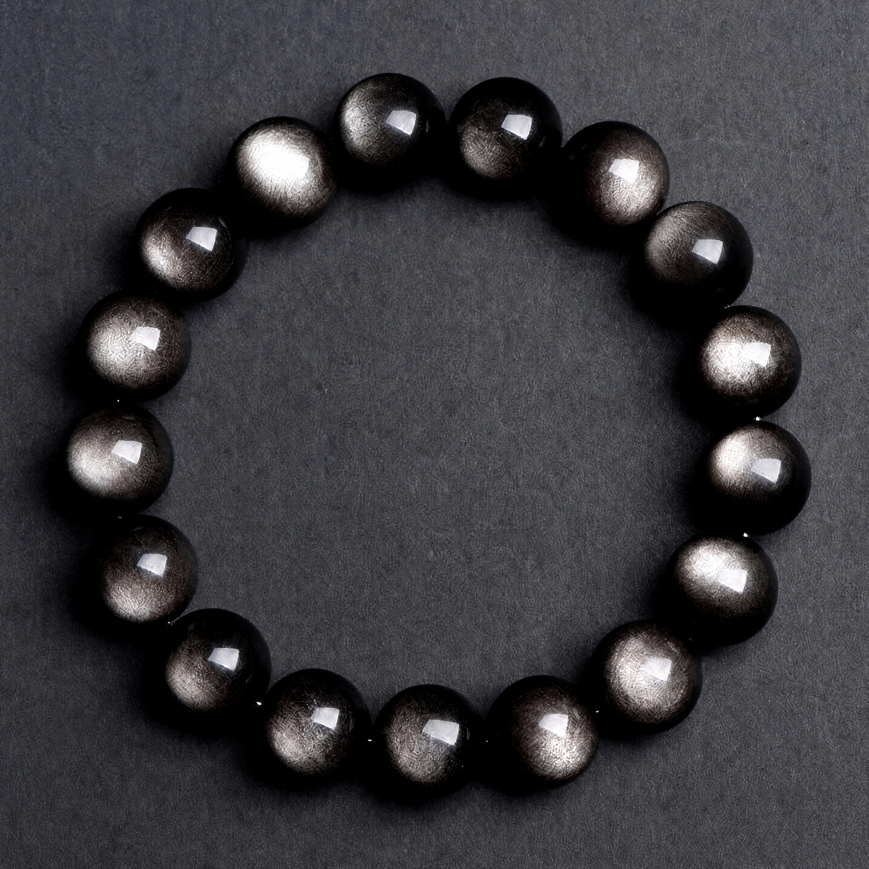 Guochao Style 7A Grade Double-Eyed Silver Obsidian Bracelet | Silver Cat's Eye Cool Beaded Bracelet | Unisex Zodiac Year Lucky Charm | Social Media Viral Hit